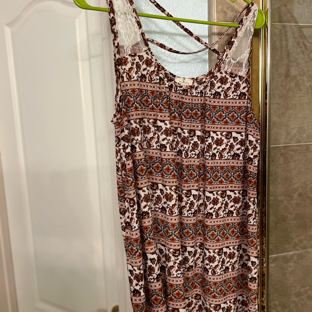 Bohemian Sleeveless Dress with Lace Detail